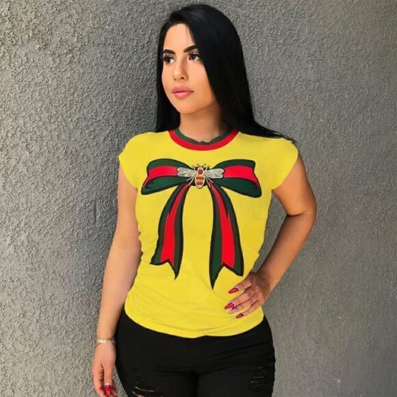 Graphic T-Shirt Bow Top  - Picture 5 of 7